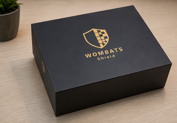 Closed WOMBATS Shield product box.